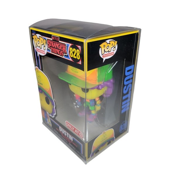 Funko Pop + Protector! TV #828 Stranger Things Dustin Black Light Target Mint - Picture 4 of 4